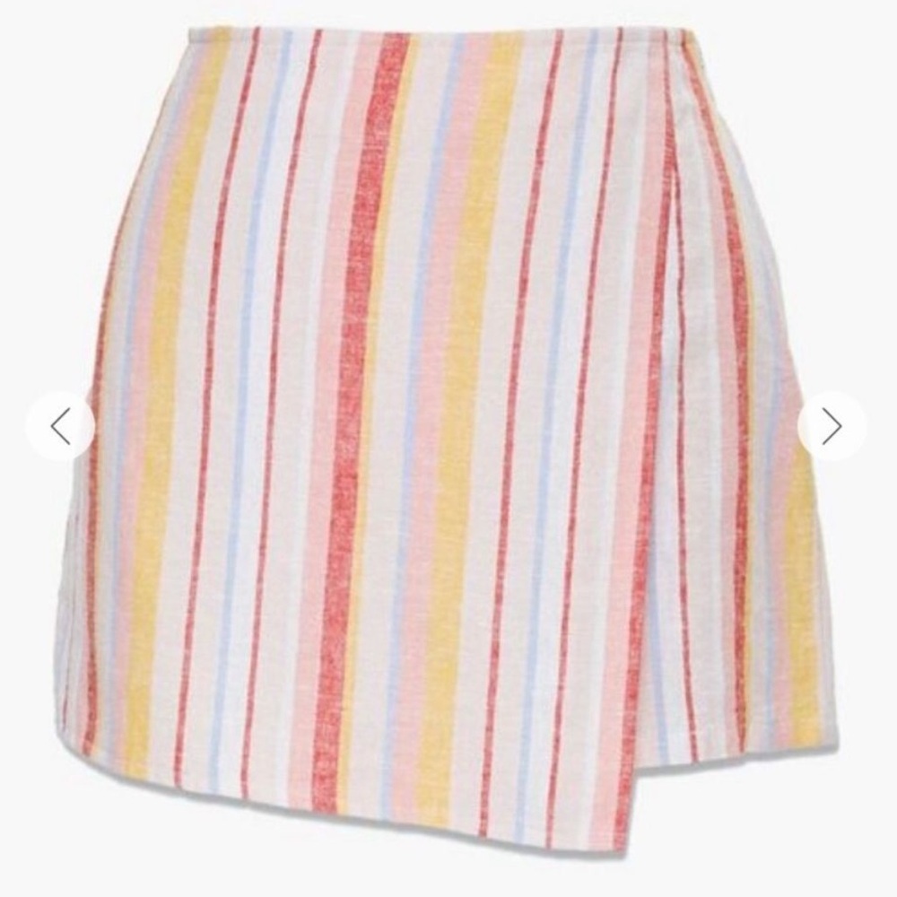 Forever 21 Peach/Multi Striped Linen Blend Skort S